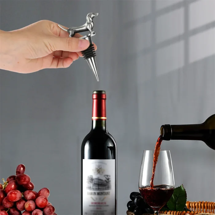 Wine Bottle Stopper Dachshund Dog with bag